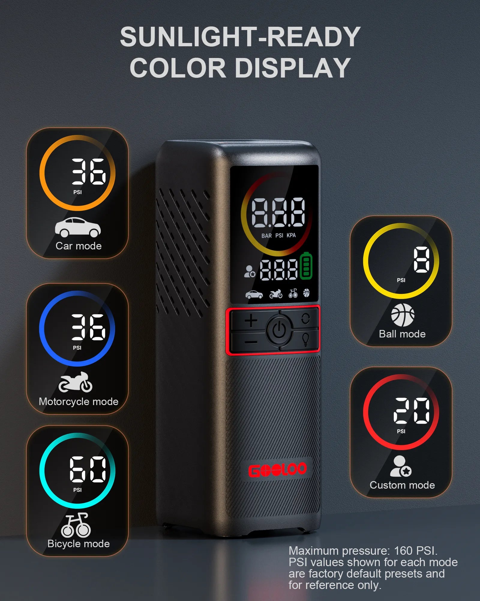 GOOLOO GT160 Tire Inflator Portable Air Compressor