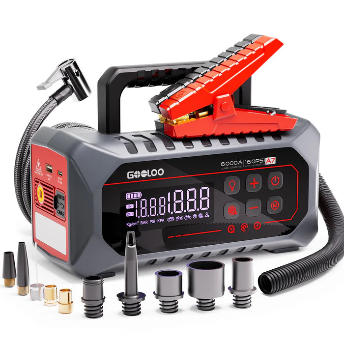 GOOLOO A7 Jump Starter with Air Compressors and Air pump 6000A