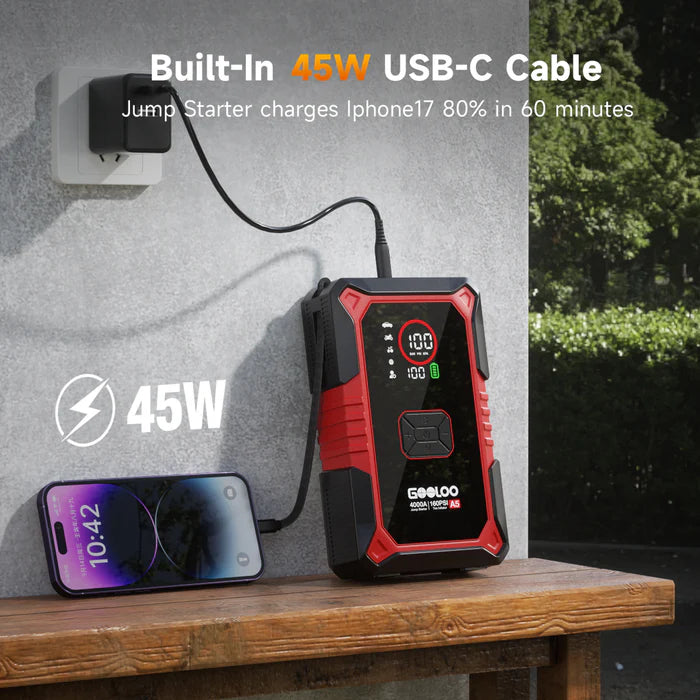 GOOLOO A5 4WD Jump Starter with Air Compressor 4000A