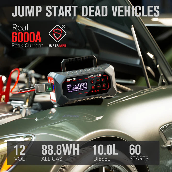 GOOLOO A7 Supersafe Jump Starter with Air Compressors and Air pump 6000A