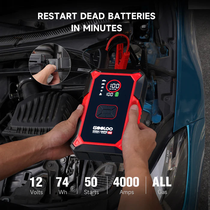 GOOLOO A5 4WD Jump Starter with Air Compressor 4000A