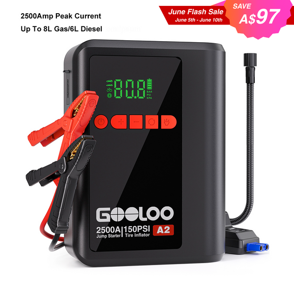 GOOLOO A2 Jump Starter with Air Compressor 2500Amp
