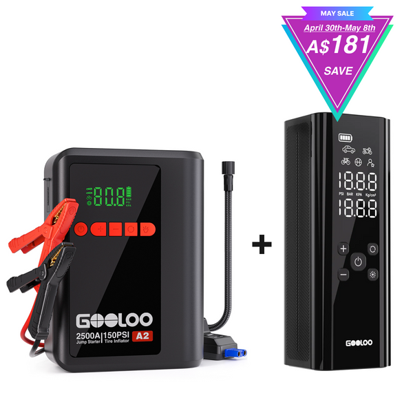 GOOLOO A2 Jump Starter with Air Compressor + GT150 Portable Tire Inflator