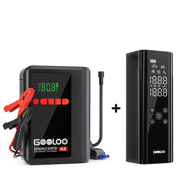 GOOLOO A2 Jump Starter with Air Compressor + GT150 Portable Tire Inflator