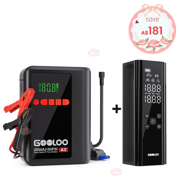 GOOLOO A2 Jump Starter with Air Compressor + GT150 Portable Tire Inflator
