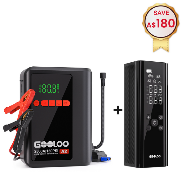 GOOLOO A2 Jump Starter with Air Compressor + GT150 Portable Tire Inflator