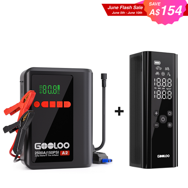 GOOLOO A2 Jump Starter with Air Compressor + GT150 Portable Tire Inflator