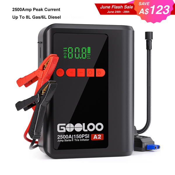 GOOLOO A2 Jump Starter with Air Compressor 2500Amp