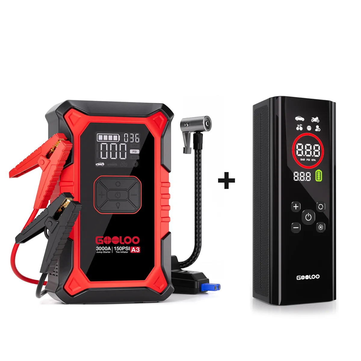 GOOLOO A3 Jump Starter with Air Compressor 3000Amp