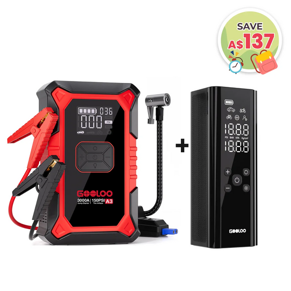 GOOLOO A3 Jump Starter with Air Compressor + GT150 Portable Tire Inflator
