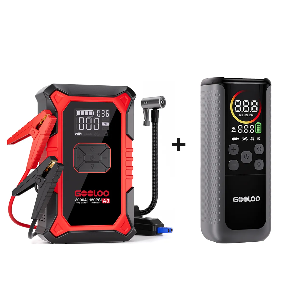 GOOLOO A3 Jump Starter with Air Compressor 3000Amp
