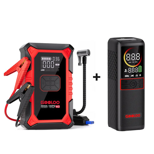 GOOLOO A3 Jump Starter with Air Compressor + GT160 Portable Tire Inflator