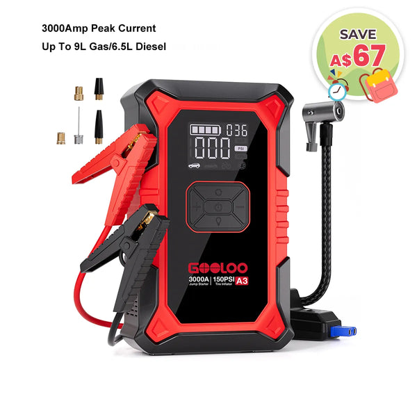 GOOLOO A3 Jump Starter with Air Compressor 3000Amp