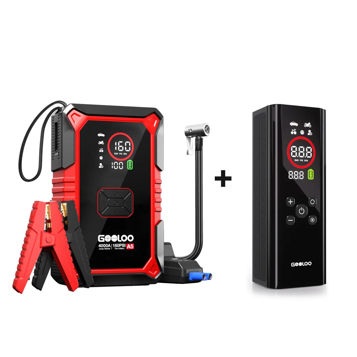 GOOLOO A5 4WD Jump Starter with Air Compressor 4000A