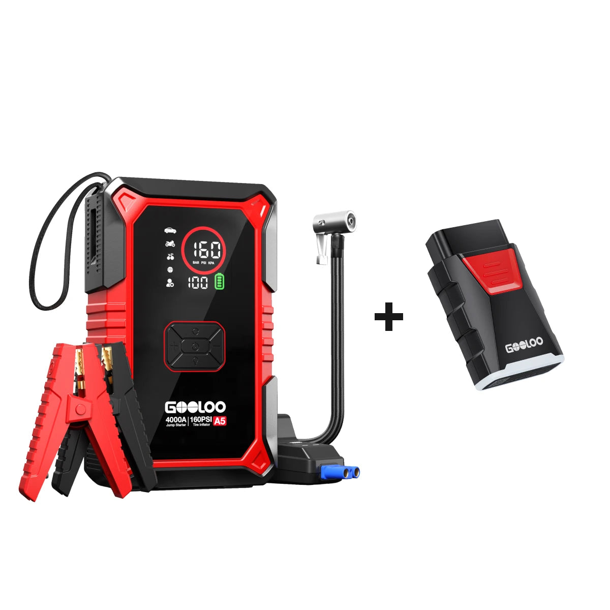 GOOLOO A5 4WD Jump Starter with Air Compressor 4000A