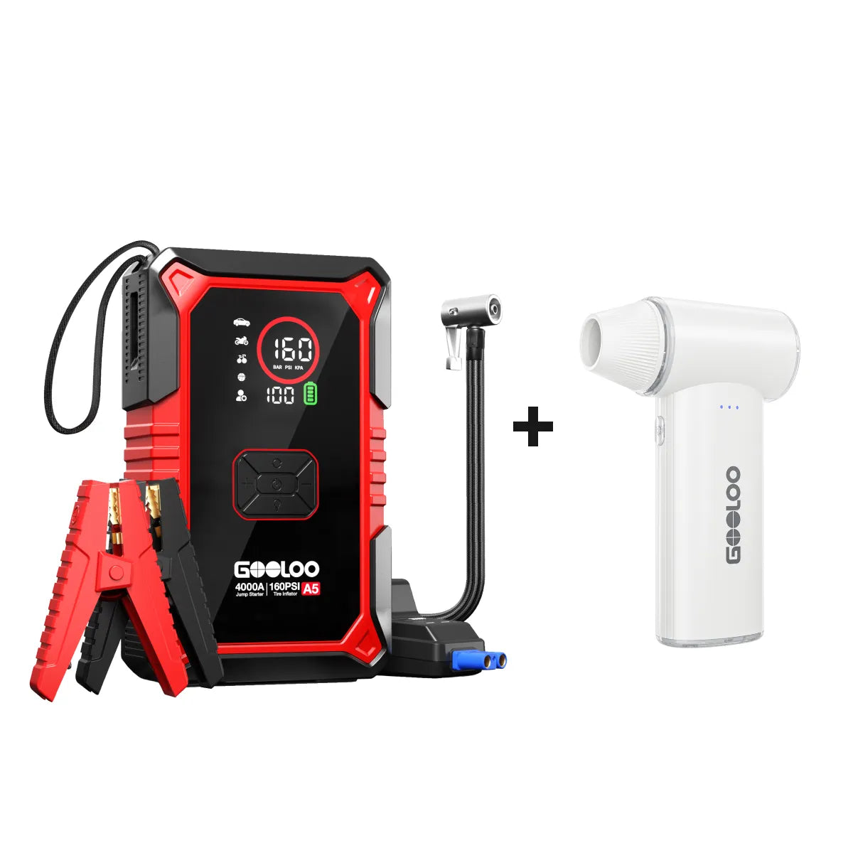 GOOLOO A5 4WD Jump Starter with Air Compressor 4000A