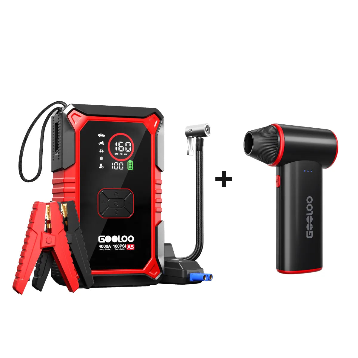 GOOLOO A5 4WD Jump Starter with Air Compressor 4000A