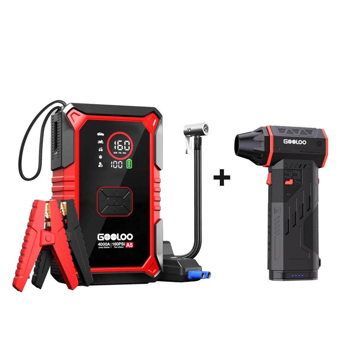GOOLOO A5 Jump Starter with Air Compressor  + F5S FlexPro Air Duster