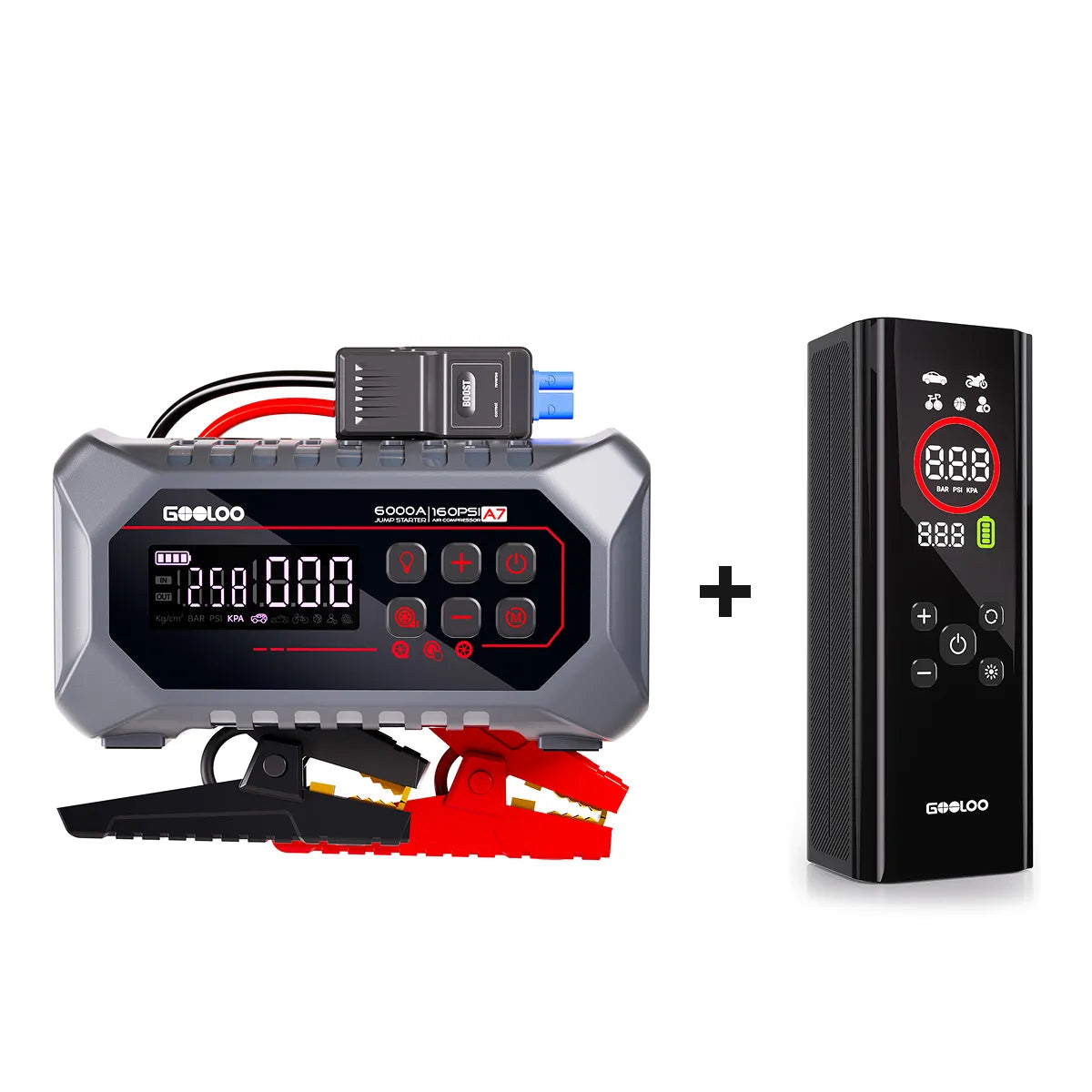 GOOLOO A7 Supersafe Jump Starter with Air Compressors and Air pump 6000A