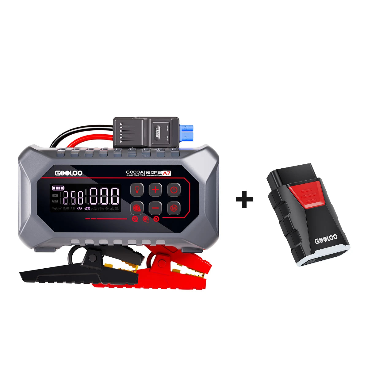 GOOLOO A7 Supersafe Jump Starter with Air Compressors and Air pump 6000A