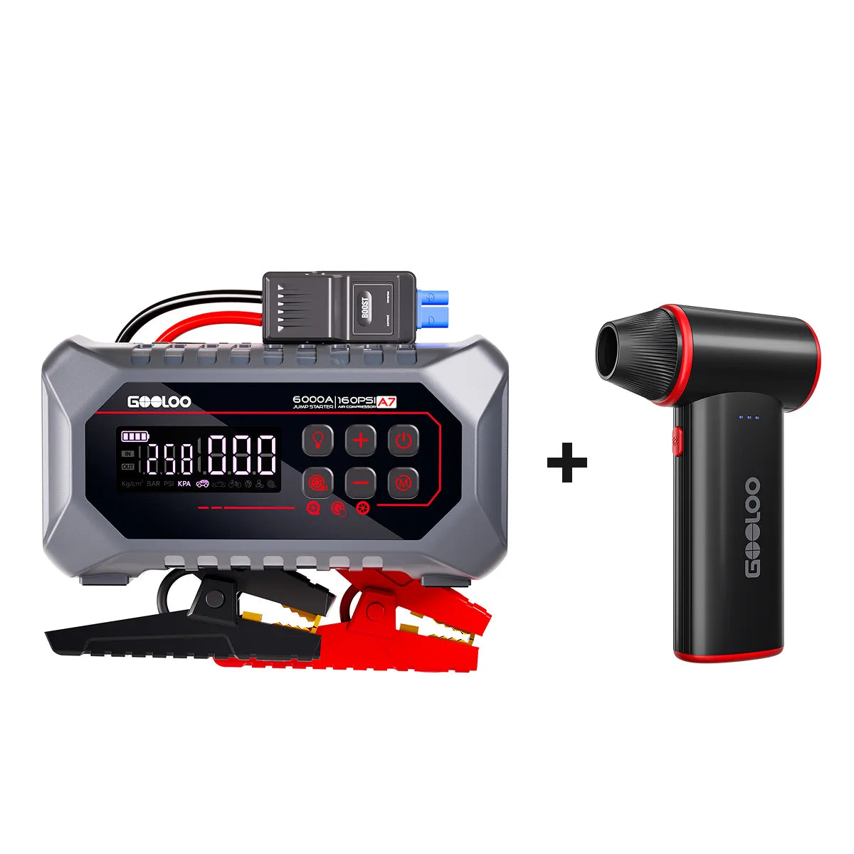 GOOLOO A7 Supersafe Jump Starter with Air Compressors and Air pump 6000A