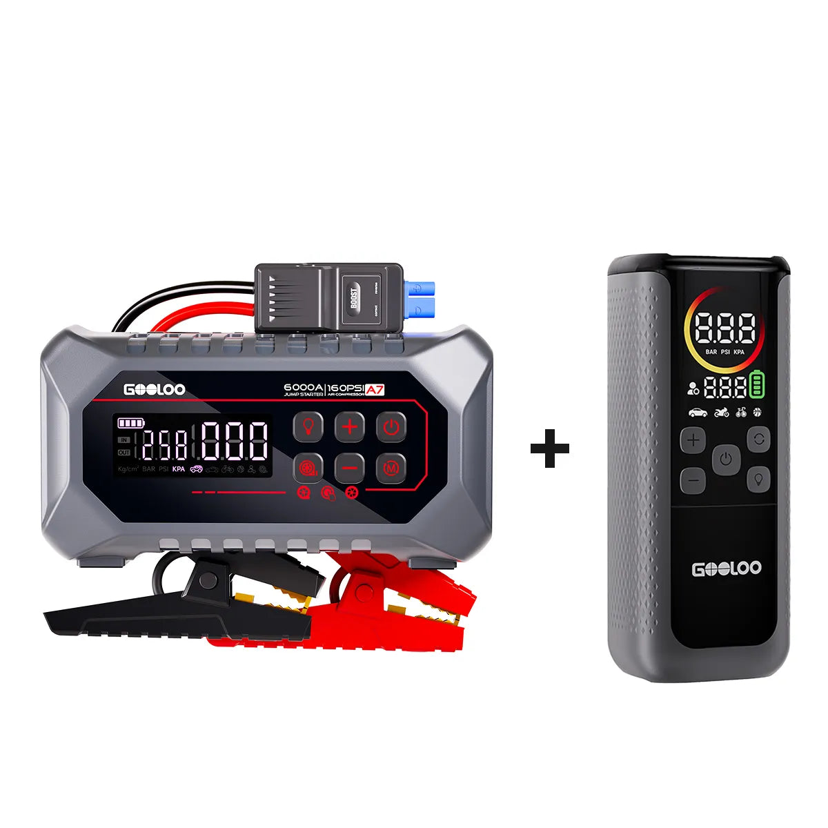 GOOLOO A7 Supersafe Jump Starter with Air Compressors and Air pump 6000A
