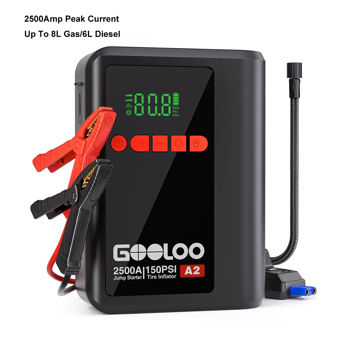 【Clearance Sale】GOOLOO A2 Jump Starter with Air Compressor 2500Amp
