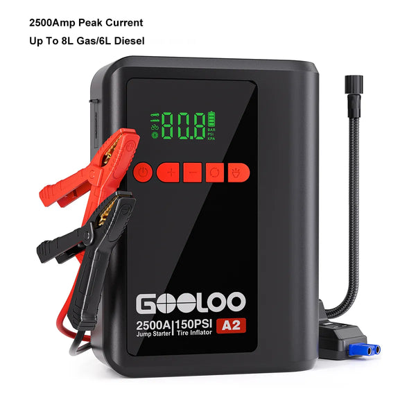 【Clearance Sale】GOOLOO A2 Jump Starter with Air Compressor 2500Amp