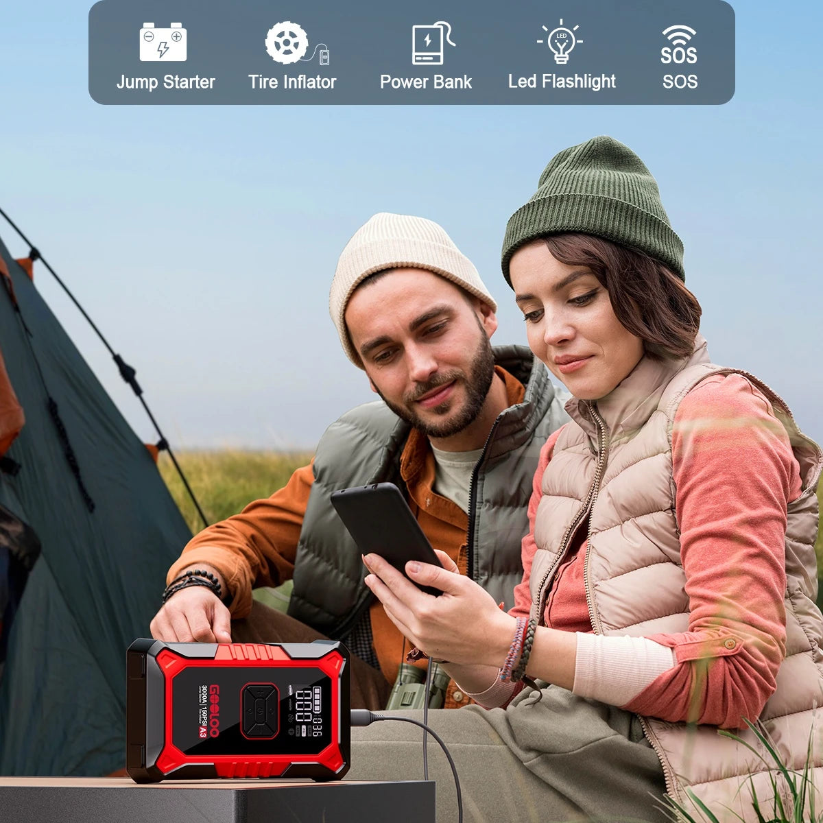 GOOLOO A3 Jump Starter with Air Compressor +  DS200 OBD Scanner