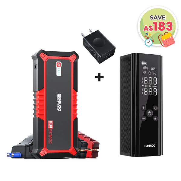 GOOLOO GP3000+GT150 Tire Inflator+15W Wall Charger