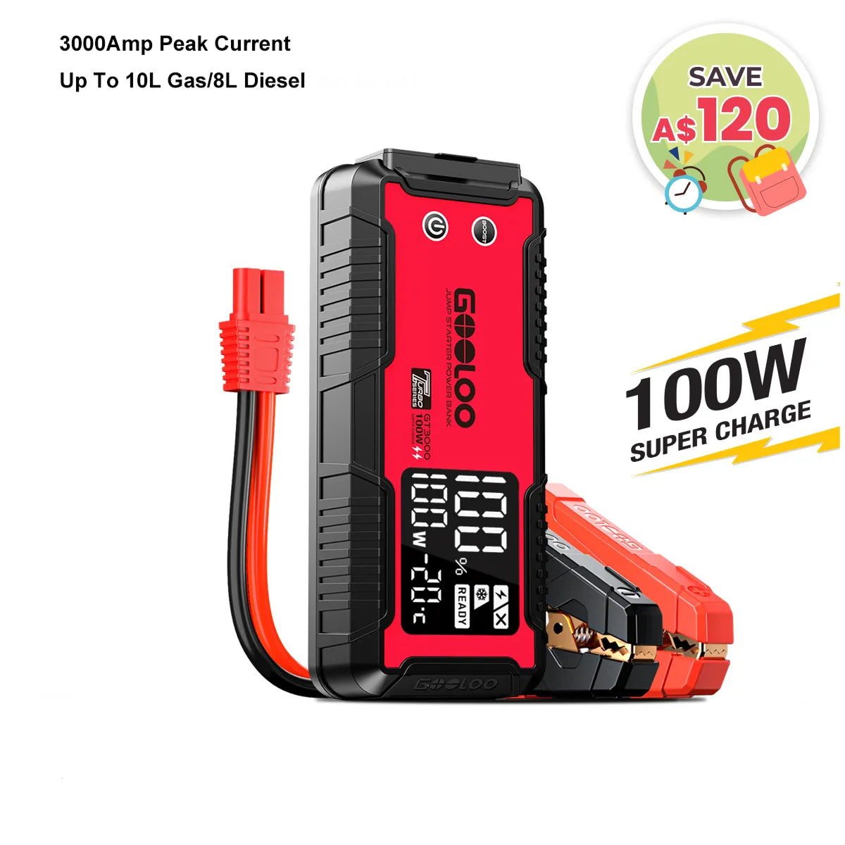 GOOLOO GT3000 Jump Starter 3000Amp 100W